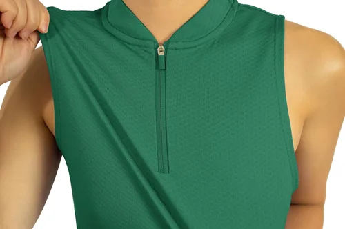 Vista 3 de Three Sixty Six - Blusa polo de golf sin mangas con cierre de cremallera para mujer, camisetas cortas de secado rápido para mujeres