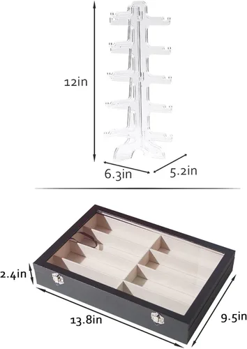 Vista 7 de Ausalivan 8 Slot Glasses Organizer Case,Sunglass Storage Box,Sunglasses Display Tray,5 Tier Eyeglass Holder Stand