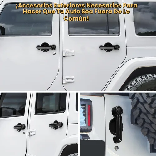 Vista 3 de E-cowlboy Insertos de cubierta de manija de puerta + cubierta de compuerta trasera + protector de rebaje para Jeep Wrangler JK JKU Sports Sahara