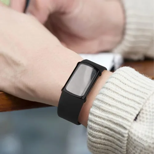 Vista 8 de Paquete de 3 protectores de pantalla para Fitbit Charge 6/5, funda protectora de poliuretano termoplástico (Negro)