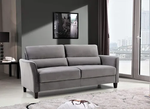 Vista 4 de Container Furniture Direct Stoughton - Sofá biplaza tapizado moderno de mediados de siglo con brazos inclinados para sala de estar, 57.88 pulgadas