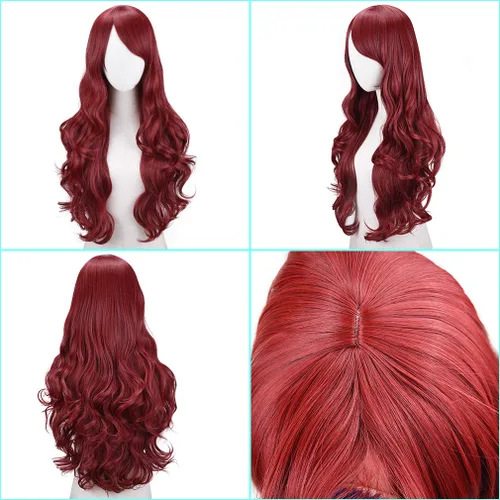 Vista 3 de YOGFIT Jeanne Peluca larga ondulada con flequillo para disfraz de Halloween Cosplay Party