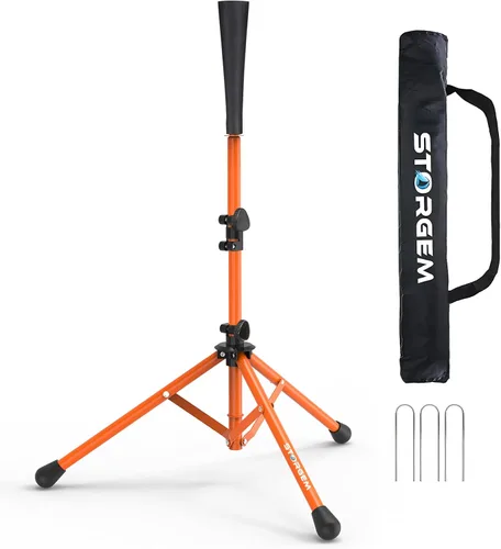 Vista 9 de Storgem Camiseta de béisbol de bateo, softball, altura fácil de ajustar, base de trípode portátil para práctica de entrenamiento de bateo, con bolsa