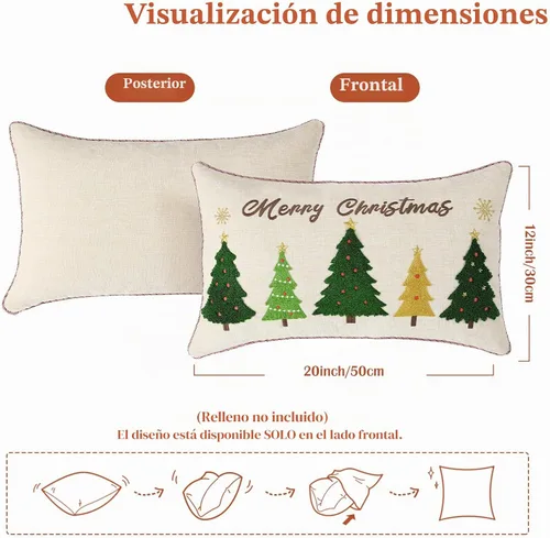 Vista 5 de Lewondr Funda de almohada de Navidad de 12 x 20 pulgadas, árbol de Navidad