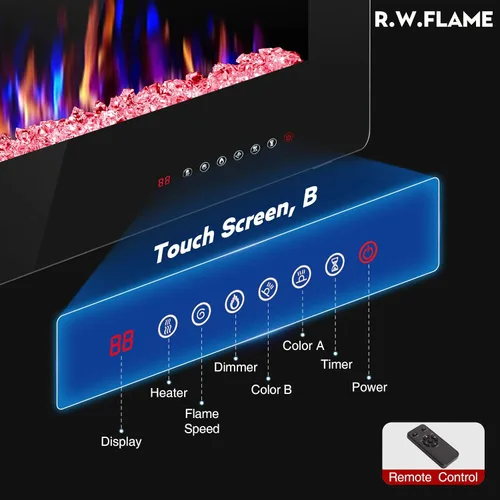 Vista 2 de R.W.FLAME - Chimenea empotrable ultrafina para pared (30 y 60 pulgadas)