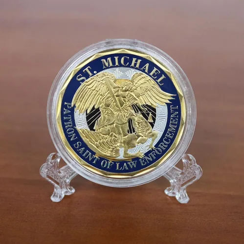 Vista 5 de Moneda de desafío de oficiales de policía de San Miguel, patrón de las monedas de oración de la aplicación de la ley