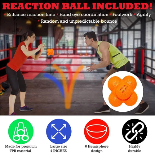 Vista 3 de Soul Shift - Boxing Reflex Ball – Dual Competition Set 2 Adjustable Headbands + 2 Training Balls + App Included Speed, Agility & Hand-Eye