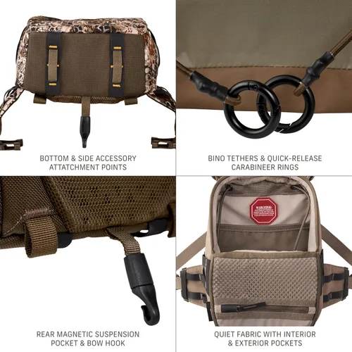 Vista 4 de Badlands Bino Mag 2 - Sistema modular de arnés binocular para un rendimiento y durabilidad óptimos, Approach OG, Grande