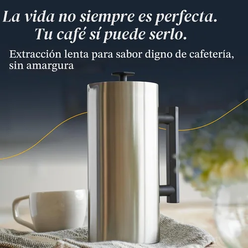 Vista 7 de ESPRO P6 - Cafetera de prensa francesa de 32 onzas, acero inoxidable de doble pared con aislamiento, acero inoxidable cepillado