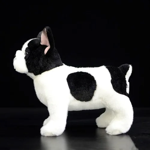 Vista 8 de FRANKIEZHOU Peluche realista de bulldog francés, juguete de peluche negro de 10.24 pulgadas, compañero abrazador para perros, niños, niñas, niños