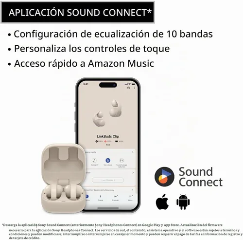 Vista 14 de Sony LinkBuds Clip Open-Ear Auriculares verdaderamente inalámbricos con Negro