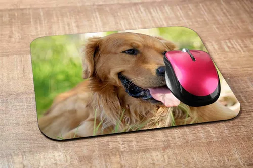 Vista 2 de Alfombrilla de mouse para juegos de perros, con tema Golden Retriever, alfombrilla de mouse para computadora, escritorio, laptop, oficina, 9.5 x 7.9