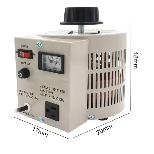 Vista 7 de LVYUAN Transformador Variable Regulador de Voltaje Variable, Salida 0-130V, Entrada 110V-120V (1000VA)