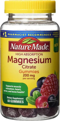 Vista 9 de Nature Made - Gomitas de citrato de magnesio de alta absorción, 200 mg por porción, suplemento de magnesio para el apoyo de músculos, nervios