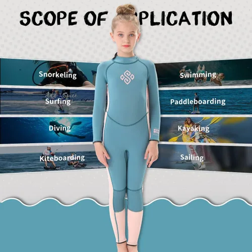 Vista 5 de Seaskin Traje de neopreno para niños para niños y niñas, 2 mm con cremallera frontal, trajes cortos de neopreno, 3 mm con cremallera trasera, traje
