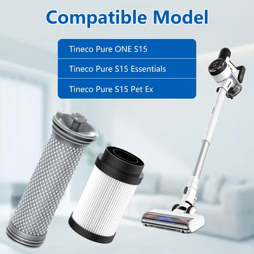 Vista 2 de Paquete de 4 piezas de repuesto de filtros para aspiradora Tineco Pure ONE S15/S15 Essentials/S15 Pet Ex, 2 prefiltros y 2 filtros HEPA