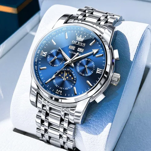 Vista 52 de OLEVS Relojes automáticos para hombre, esqueleto mecánico, de lujo, a la moda, reloj de pulsera luminoso impermeable