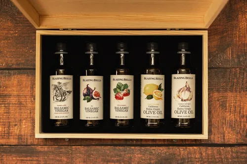 Vista 8 de Blazing Bella Juego de aceite de oliva y vinagre balsámico del chef - Caja de regalo de muestra