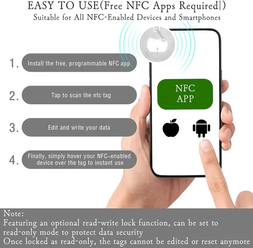 Vista 4 de 36PCS NTAG215 Chip NFC Tags Stickers,Blank NFC Tags Programmable&Rewritable