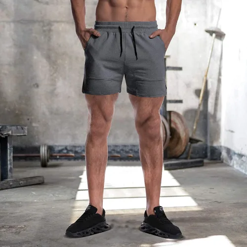 Vista 4 de EVERWORTH Pantalones cortos sólidos de gimnasio y entrenamiento para hombre, culturismo, correr, ajustados, entrenamiento, jogging, con bolsillo
