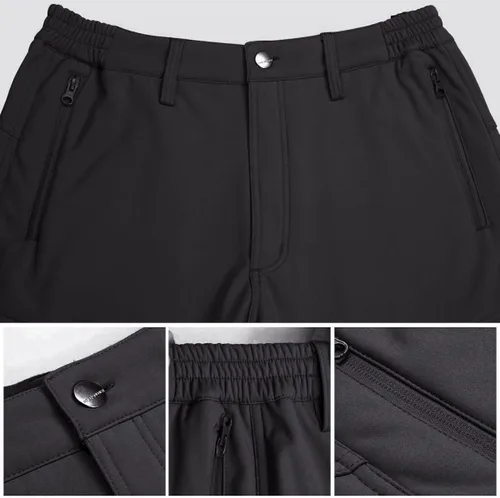 Vista 6 de FREE SOLDIER Pantalones cargo con vellón Softshell para hombre, para nieve, esquí, senderismo, con cinturón