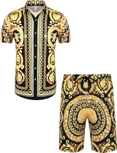 Vista 2 de Daupanzees - Camisa hawaiana de manga corta con botones para hombre