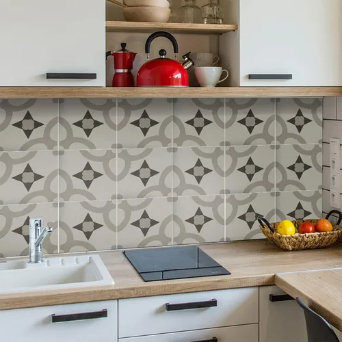Vista 11 de 12 calcomanías de vinilo esmerilado para transferencia de salpicaduras en muro, adhesivo autoadhesivo para suelo de cocina y baño, azul español, 6 x