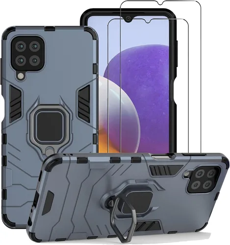 Vista 8 de ZMONE - Funda protectora para Samsung Galaxy M32 4G con protector de pantalla de vidrio (paquete de 2) resistente de doble capa de grado militar, a