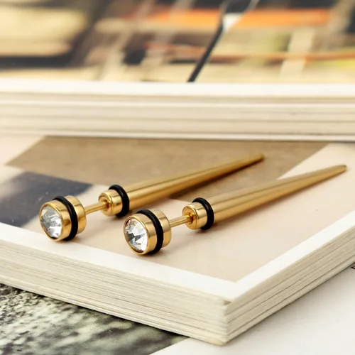 Vista 5 de Flongo 6 aretes de tuerca de acero inoxidable con punta de imitación de tornillo para hombre, aretes de punta de San Valentín para hombres