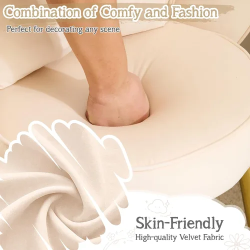 Vista 4 de Vingli Silla de Maquillaje de Pétalos con Respaldo, Silla Linda de Escritorio para Niñas Cómoda Sin Ruedas, Silla Moderna de Comedor, Silla