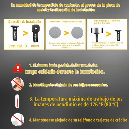 Vista 6 de Paquete de 2 correas de gancho magnético resistentes para cables de extensión, potentes ganchos de almacenamiento Cruise Garage para colgar cables