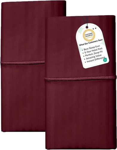 Vista 21 de Feather & Stitch - Juego de 2 fundas de almohada estándar de 100 % algodón, 500 hilos, fundas de almohada suaves con cierre tipo sobre, suaves