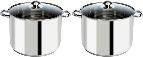 Vista 14 de Olla sopera de acero inoxidable Ecolution, olla de cocina lista para inducción con tapa de vidrio, apta para horno, olla de sopa apta