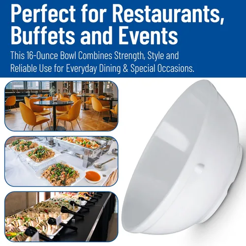 Vista 7 de Carlisle FoodService Products Dallas Ware - Cuenco de plástico reutilizable para bufés, hogar y restaurantes, melamina, 16 onzas, color blanco