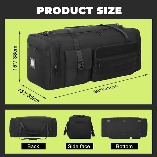 Vista 5 de Bolsa de lona extra grande de 36 pulgadas para gimnasio y viajes, 130 L, bolsa de equipo de gran tamaño para baloncesto, béisbol, hockey, fútbol