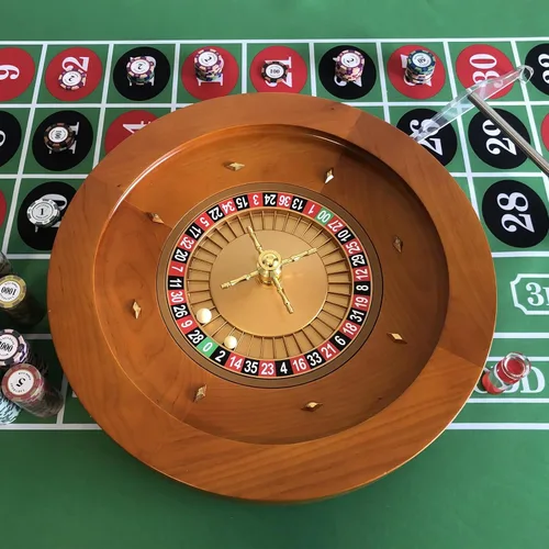 Vista 6 de Yuanhe Rueda de ruleta de madera de lujo, juego de ruedas de ruleta de 20 pulgadas, rodamientos de precisión de grado casino, torreta de latón