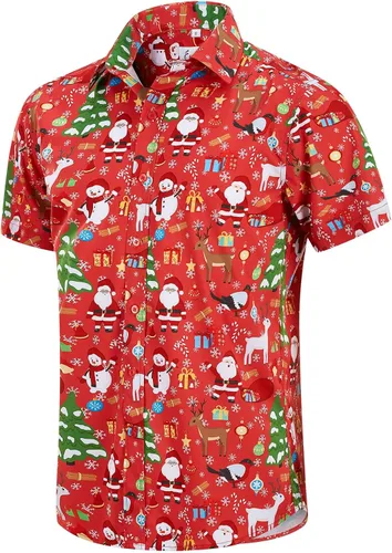 Vista 46 de EUOW - Camisas hawaianas para hombre de manga corta con botones, estampadas para la playa y el verano