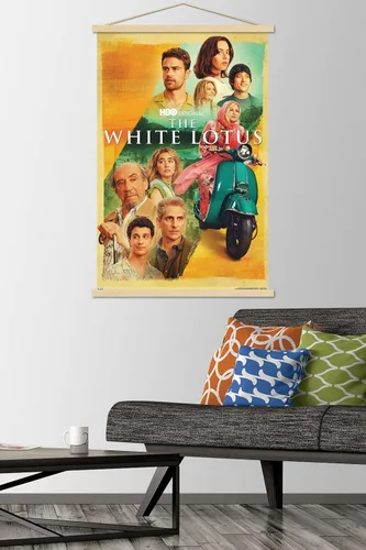 Vista 2 de Trends International The White Lotus - Póster de pared de una hoja, 22.37 x 34.00 pulgadas, paquete de impresión premium y colgador de madera de haya