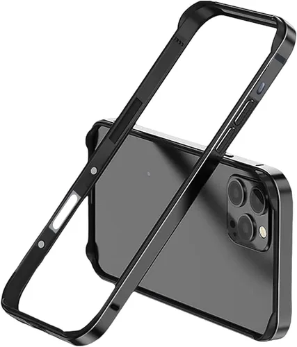 Vista 17 de Funda rígida delgada con marco de aluminio para iPhone 13 Pro, armadura de marco de metal con protección interior suave, protección de borde elevado