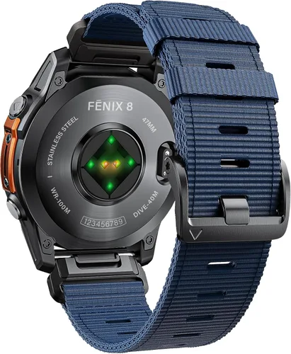 Vista 17 de Compatible con Garmin Fenix 7X/ 6X/ 5X/ 8/8 Pro 51mm/5X Plus/6X Pro/7X pro, Correa de reloj de nylon Quickfit de 26 mm para Tactix 7/Descent Verde