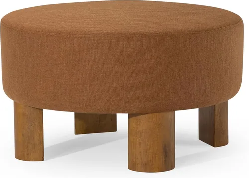 Vista 7 de Maven Lane Celia - Otomano tapizado redondo grande y contemporáneo, reposapiés acolchado para sofá o silla con patas de madera en acabado negro