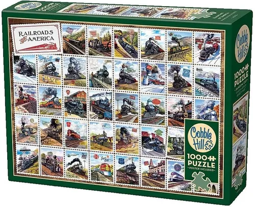 Vista 2 de Cobble Hill - Rompecabezas de 1000 piezas, Railroads of America, póster de muestra incluido