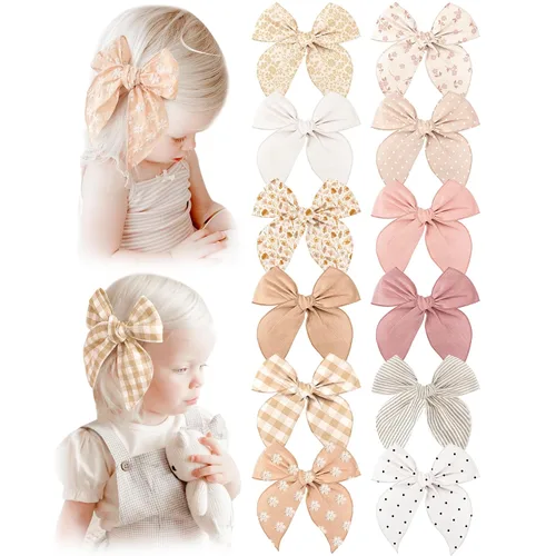 Vista 9 de Niceye Fable Lazos para el Cabello de Niñas de Algodón y Lino Pinzas de Cocodrilo para el Cabello para Niñas Pequeñas Niños Pequeños Accesorios