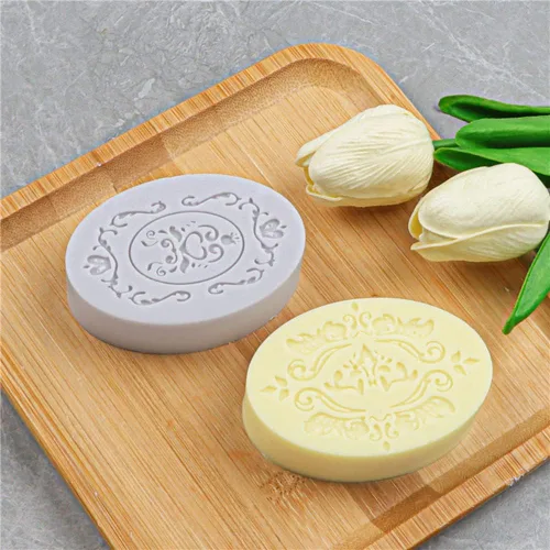 Vista 6 de Moldes de jabón para hacer jabón, paquete de 2 moldes de silicona para jabón, molde de jabón hecho a mano, rectangular, ovalado y formas de flores