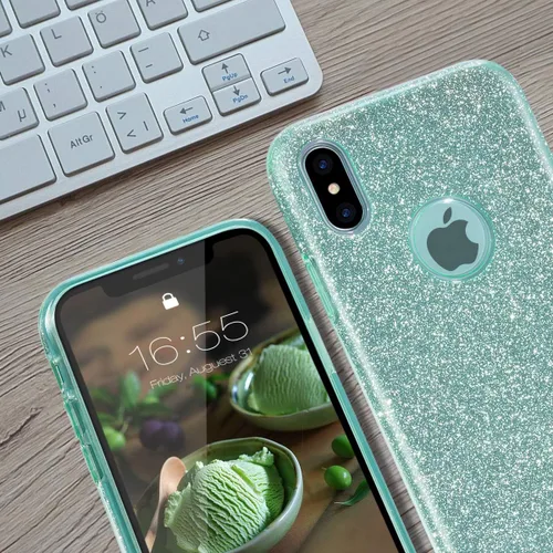 Vista 6 de Carcasa para iPhone X (2017), con brillantina, brillo de cristal de MATEPROX , Verde