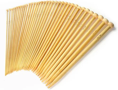 Vista 8 de LIHAO Juego de 30 piezas de agujas de tejer de bambú, agujas de tejer de madera, accesorios de kit de tejer para principiantes hechos a mano, de una