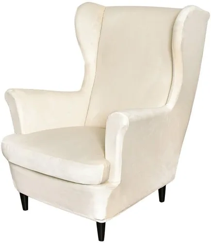 Vista 9 de OBCREAT Fundas para silla Wingback, 2 piezas de terciopelo elástico con respaldo de ala, fundas de sofá para silla de ala suave con parte inferior