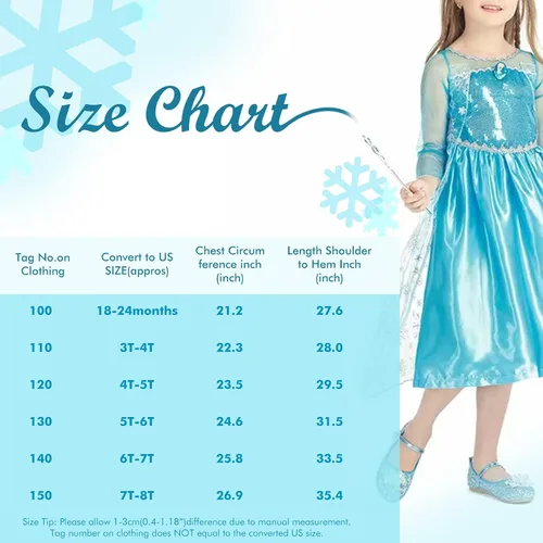 Vista 6 de Vestido de princesa para fiesta de nieve, vestido de princesa para niñas pequeñas