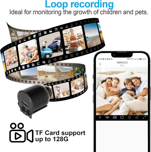 Vista 7 de Cámara inalámbrica WiFi más pequeña, cámara espía HD1080P, cámara inteligente para el hogar, cámara portátil para bebé, cámara para mascotas