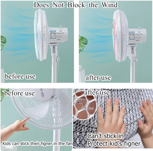 Vista 5 de Paquete de 2 fundas de protección de seguridad para ventiladores de 18 pulgadas, protección de dedos de bebé, protectores de red para ventiladores